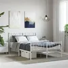 Image de vidaXL Bedframe met hoofd- en voeteneinde metaal wit 140x190 cm355530