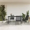 Image de vidaXL Ensemble à manger de jardin 5 pcs noir textilène et acier, ensemble à manger d'extérieur, salon de jardin, table à manger et chaise à manger
