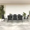 Image de vidaXL Ensemble à manger de jardin 9 pcs noir textilène et acier 3200701