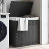 Image de vidaXL Panier à linge avec 2 sections gris 53x35x57 cm résine tressée 372036