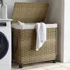Image de vidaXL Panier à linge avec roulettes 60x35x60,5 cm résine tressée 372039