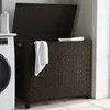 Image de Panier à linge avec roulettes marron foncé 66x35x60 cm