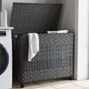 Image de vidaXL Panier à linge avec roulettes gris 66x35x60 cm résine tressée 372046