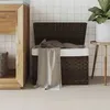 Image de vidaXL Panier à linge avec couvercle marron foncé résine tressée 372050