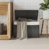 Image de vidaXL Panier à linge avec couvercle gris 55,5x35x34 cm résine tressée 372051