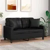 Image de vidaXL Canapé 2 places avec oreillers décoratifs noir 120cm similicuir