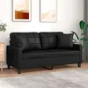 Image de vidaXL Canapé 2 places avec oreillers décoratifs noir 140cm similicuir