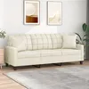 Image de vidaXL Canapé 3 places avec oreillers crème 180 cm similicuir3200809