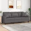 Image de vidaXL Canapé 3 places avec oreillers décoratifs gris 180cm similicuir