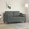 Image de vidaXL Canapé 2 places avec oreillers gris foncé 120 cm tissu