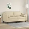 Image de vidaXL Canapé 2 places avec oreillers décoratifs crème 140 cm tissu3200847