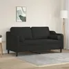 Image de vidaXL Canapé 2 places avec oreillers décoratifs noir 140 cm tissu