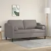 Image de Canapé 2 places avec oreillers décoratifs taupe 140 cm tissu