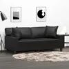 Image de vidaXL Canapé 2 places avec oreillers décoratifs noir 140cm similicuir