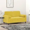 Image de vidaXL Canapé 2 places avec oreillers décoratifs jaune 120 cm velours