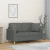 Image de vidaXL Canapé 2 places avec oreillers gris foncé 120 cm tissu