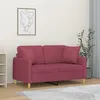 Image de vidaXL Canapé 2 places avec oreillers bordeaux 120 cm tissu, canapé, causeuse, canapé de salon, canapés, canapé rembourré, sièges de salon