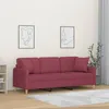 Image de vidaXL Canapé 3 places avec oreillers décoratifs bordeaux 180 cm tissu, canapé, canapé de salon, canapé 3 places en tissu, canapé rembourré