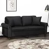 Image de vidaXL Canapé 2 places avec oreillers décoratifs noir 140cm similicuir