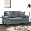 Image de vidaXL Canapé 2 places avec oreillers gris foncé 120 cm velours