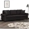 Image de vidaXL Canapé 3 places avec oreillers décoratifs noir 180 cm velours