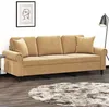 Image de Canape droit vidaxl 3 places en velours marron 77 x 212 x 80 cm