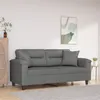 Image de vidaXL Canapé 2 places avec oreillers gris foncé 140 cm