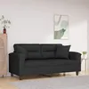 Image de Canapé 2 places avec oreillers noir 140 cm tissu microfibre