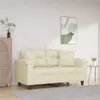 Image de vidaXL Canapé 2 places avec oreillers crème 120 cm similicuir