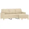 Image de Canapé à 3 places avec repose pieds Crème 180 cm Tissu