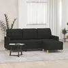 Image de Canapé à 3 places avec repose pieds Noir 180 cm Tissu