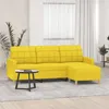Image de Canapé à 3 places avec repose pieds Jaune clair 180 cm Tissu