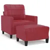 Image de Fauteuil vidaXL avec repose-pied en Similicuir Rouge bordeaux 60 cm