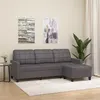 Image de vidaXL Canapé à 3 places avec repose-pieds Gris 180 cm Similicuir
