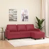 Image de Canapé à 3 places repose pieds Rouge bordeaux 180 cm Similicuir