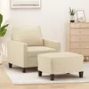 Image de Fauteuil avec repose pied Crème 60 cm Tissu