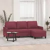 Image de Canapé à 3 places avec repose pieds Rouge bordeaux 180 cm Tissu