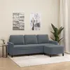 Image de vidaXL Canapé à 3 places avec repose-pieds Gris foncé 180 cm Velours, canapé, canapé avec repose-pieds, canapé trois places, 3201056