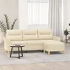 Image de vidaXL Canapé à 3 places avec repose-pieds Crème 180 cm Tissu3201075