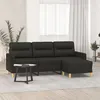 Image de vidaXL Canapé à 3 places avec repose-pieds Noir 180 cm Tissu3201077