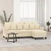 Image de Canapé à 3 places avec repose pieds Crème 180 cm Tissu