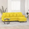 Image de vidaXL Canapé à 3 places avec repose-pieds Jaune clair 180 cm Tissu3201094