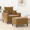 Image de Fauteuil avec repose pied Marron 60 cm Velours