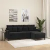 Image de Canapé à 3 places avec repose pieds Noir 180 cm Velours