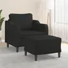 Image de vidaXL Fauteuil avec repose-pied Noir 60 cm Tissu3201131