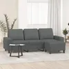 Image de vidaXL Canapé à 3 places avec repose-pieds Gris foncé 180 cm Tissu3201152