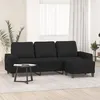 Image de vidaXL Canapé à 3 places avec repose-pieds Noir 180 cm Tissu, canapé, canapé avec repose-pieds, canapé trois places, canapé 3201155