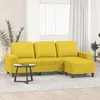 Image de Canapé à 3 places avec repose pieds Jaune clair 180 cm Tissu
