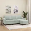 Image de vidaXL Canapé à 3 places avec repose-pieds Gris clair 180 cm Velours, canapé, canapé avec repose-pieds, canapé trois places, 3201174