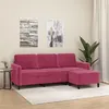 Image de vidaXL Canapé à 3 places et repose-pieds Rouge bordeaux 180 cm Velours3201178